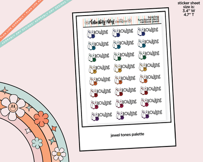 Rainbow Go Bowling Doodled Functional Typography Stickers - Adorably Amy Designs