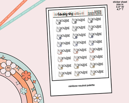 Rainbow Go Bowling Doodled Functional Typography Stickers - Adorably Amy Designs