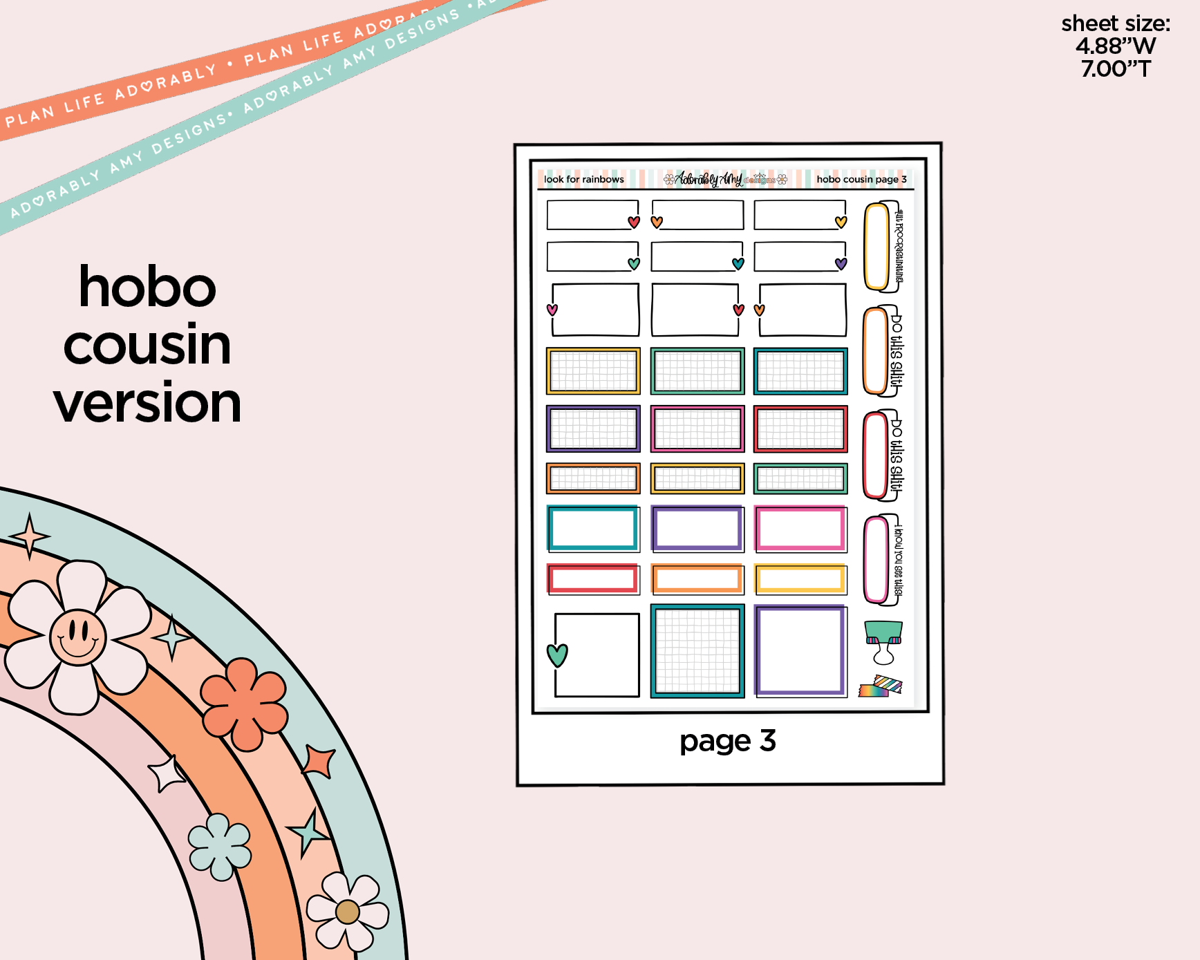 Hobonichi Cousin Weekly Look for Rainbows Planner Sticker Kit for Hobo Cousin or Similar Planners - Adorably Amy Designs