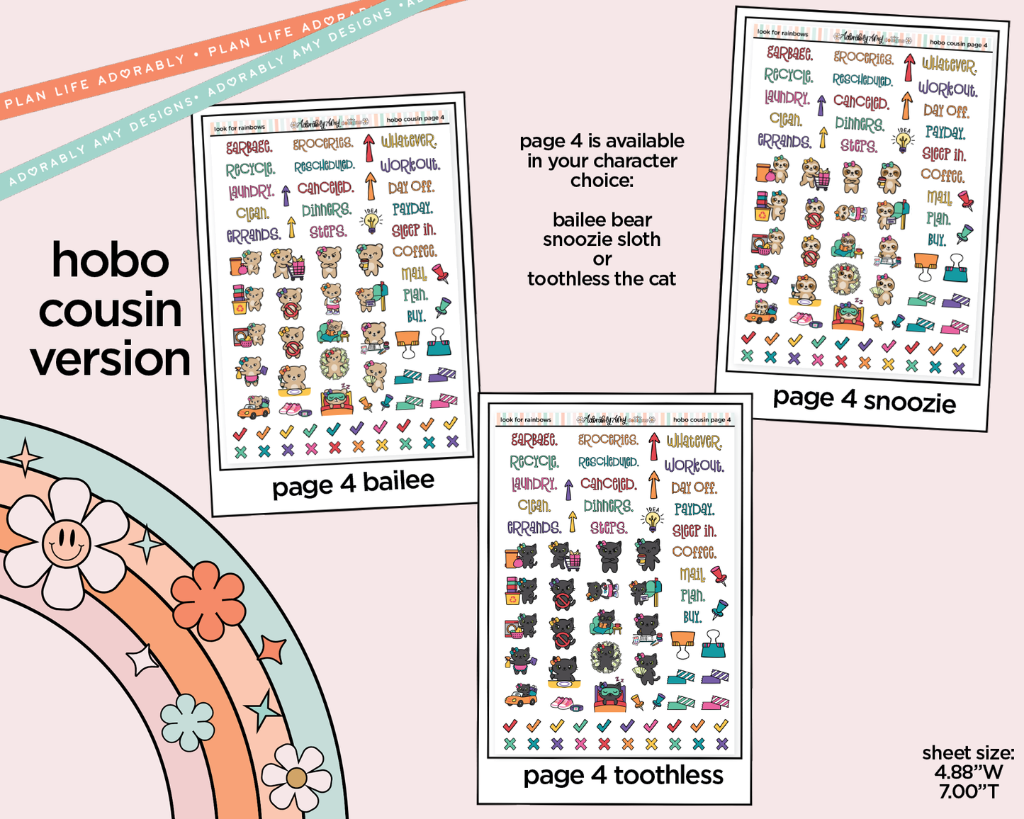 Hobonichi Cousin Weekly Look for Rainbows Planner Sticker Kit for Hobo Cousin or Similar Planners - Adorably Amy Designs