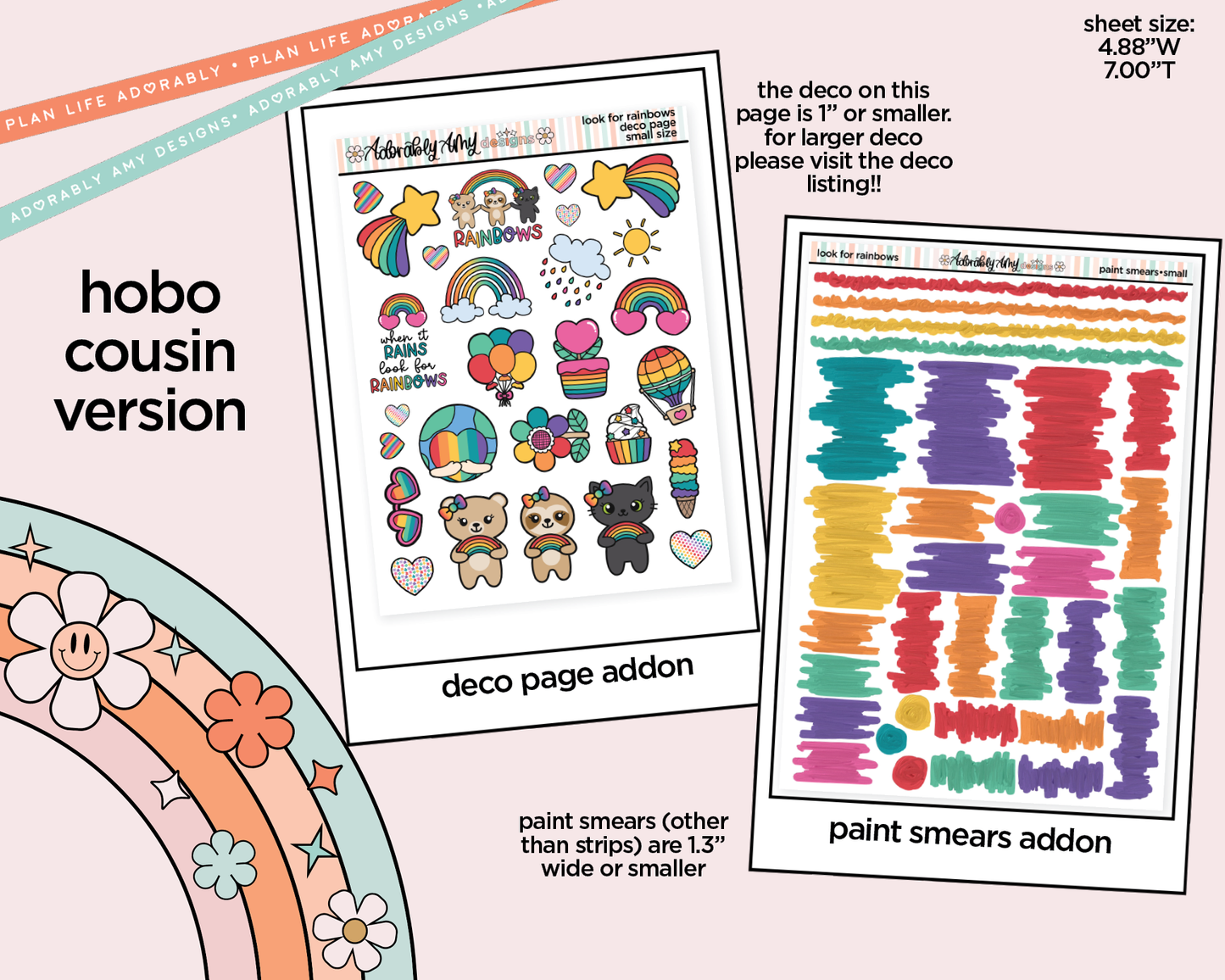 Hobonichi Cousin Weekly Look for Rainbows Planner Sticker Kit for Hobo Cousin or Similar Planners - Adorably Amy Designs