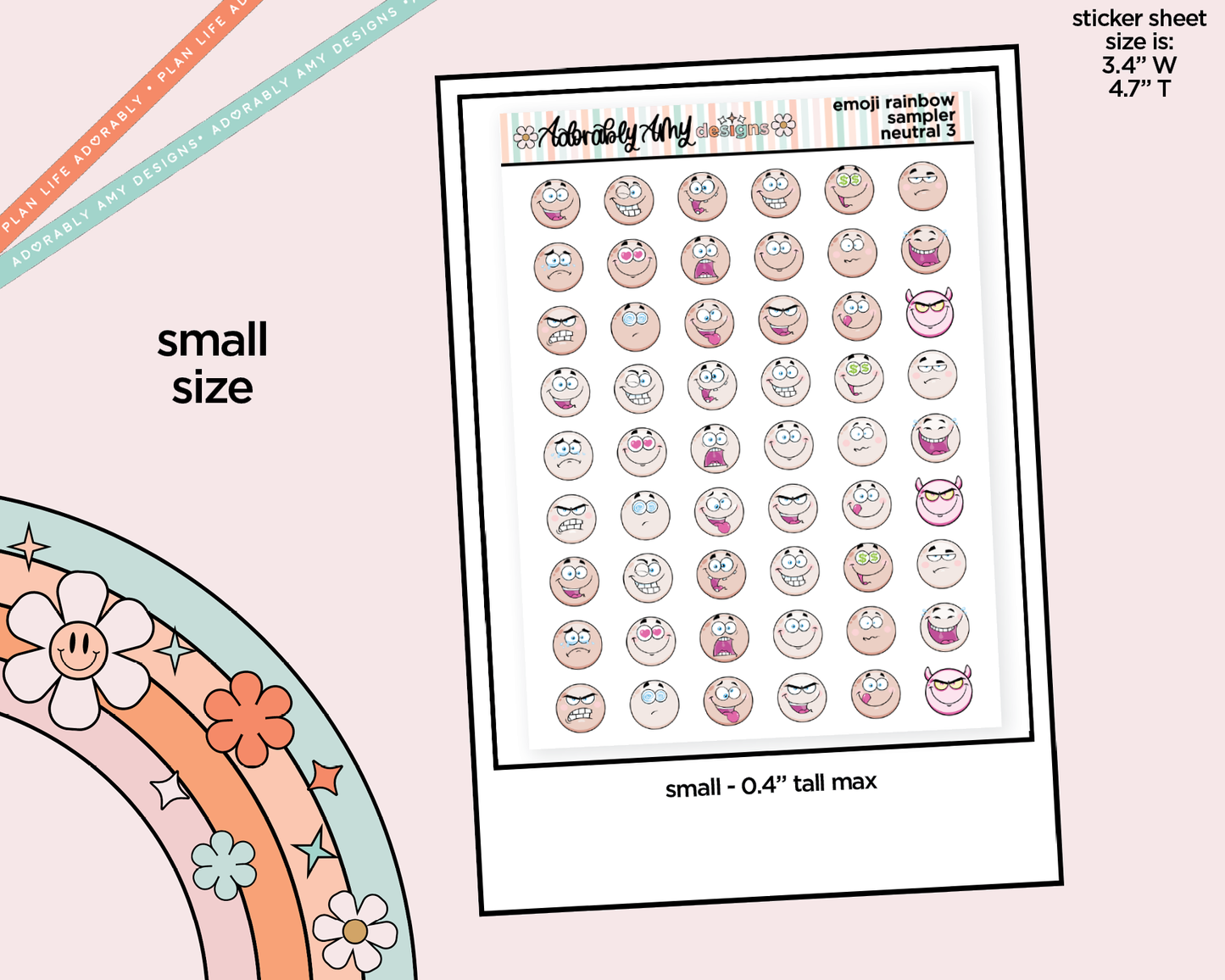 Rainbow Emoji Sampler Stickers for any Planner or Insert