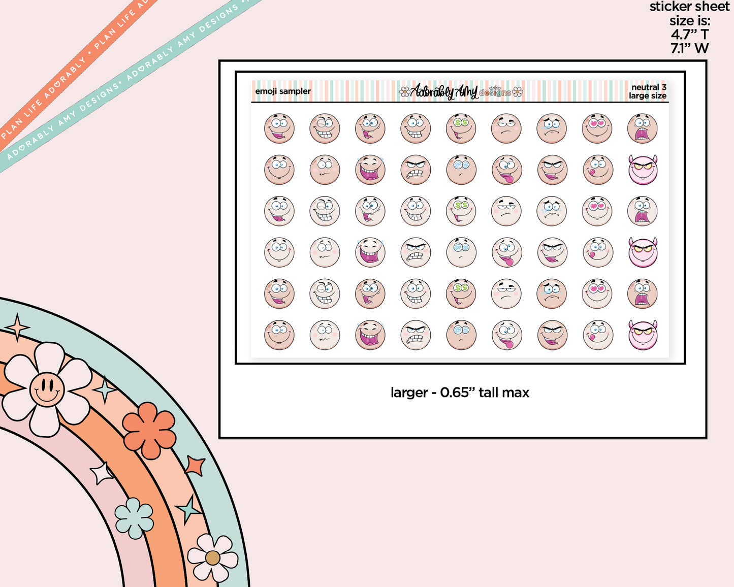 Rainbow Emoji Sampler Stickers for any Planner or Insert