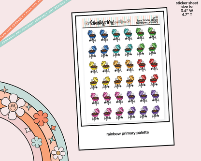 Rainbow Grills - Grill Out Doodled Icon Stickers - Adorably Amy Designs