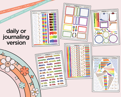 Journaling and Daily Planning Rainbow Road Planner Sticker Kit