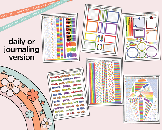 Journaling and Daily Planning Rainbow Road Planner Sticker Kit