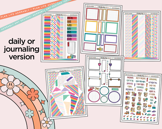 Journaling and Daily Planning Look for Rainbows Planner Sticker Kit - Adorably Amy Designs