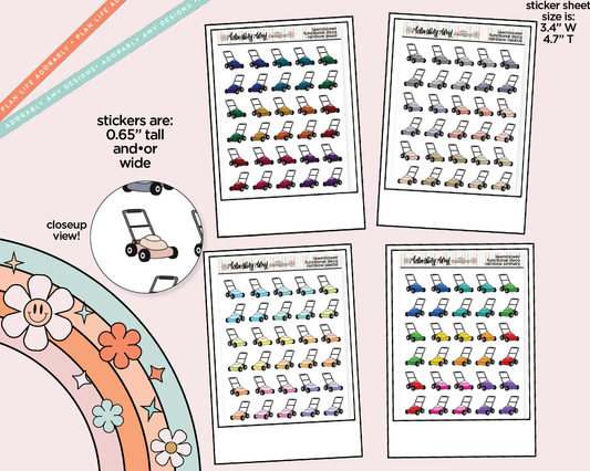 Rainbow Lawnmowers - Lawnwork Doodled Icon Stickers - Adorably Amy Designs