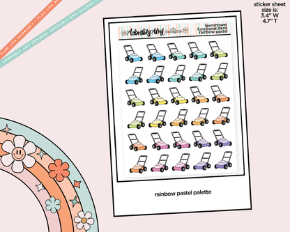 Rainbow Lawnmowers - Lawnwork Doodled Icon Stickers - Adorably Amy Designs