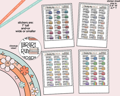 Rainbow Library Run Doodled Functional Typography Stickers - Adorably Amy Designs