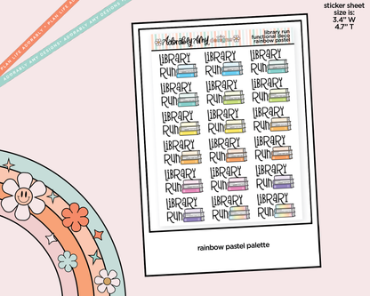 Rainbow Library Run Doodled Functional Typography Stickers - Adorably Amy Designs