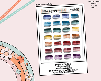Rainbow Pillbox - Pill Container Doodled Stickers for any Planner or Insert