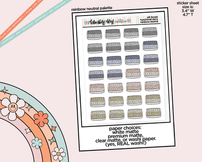 Rainbow Pillbox - Pill Container Doodled Stickers for any Planner or Insert