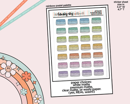 Rainbow Pillbox - Pill Container Doodled Stickers for any Planner or Insert