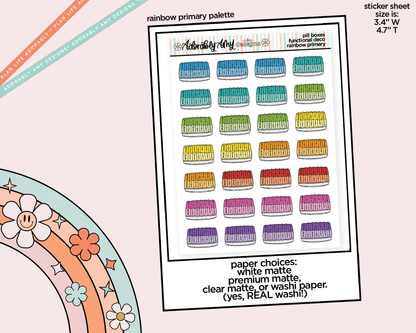 Rainbow Pillbox - Pill Container Doodled Stickers for any Planner or Insert