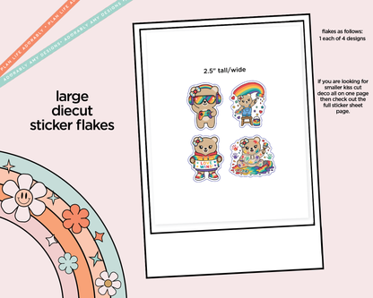 Bailee Bear Rainbow Pride Decoration Character Planner Stickers - Adorably Amy Designs