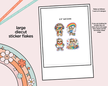 Snoozie Sloth Rainbow Pride Decoration Character Planner Stickers - Adorably Amy Designs