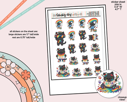 Toothless Cat Rainbow Pride Decoration Character Planner Stickers - Adorably Amy Designs