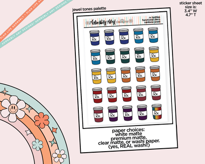 Rainbow RX - Medicine Bottles Doodled Stickers for any Planner or Insert