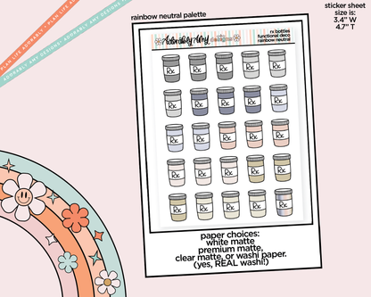 Rainbow RX - Medicine Bottles Doodled Stickers for any Planner or Insert