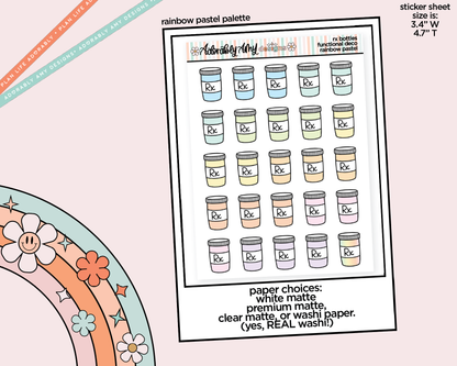 Rainbow RX - Medicine Bottles Doodled Stickers for any Planner or Insert
