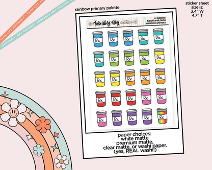 Rainbow RX - Medicine Bottles Doodled Stickers for any Planner or Insert