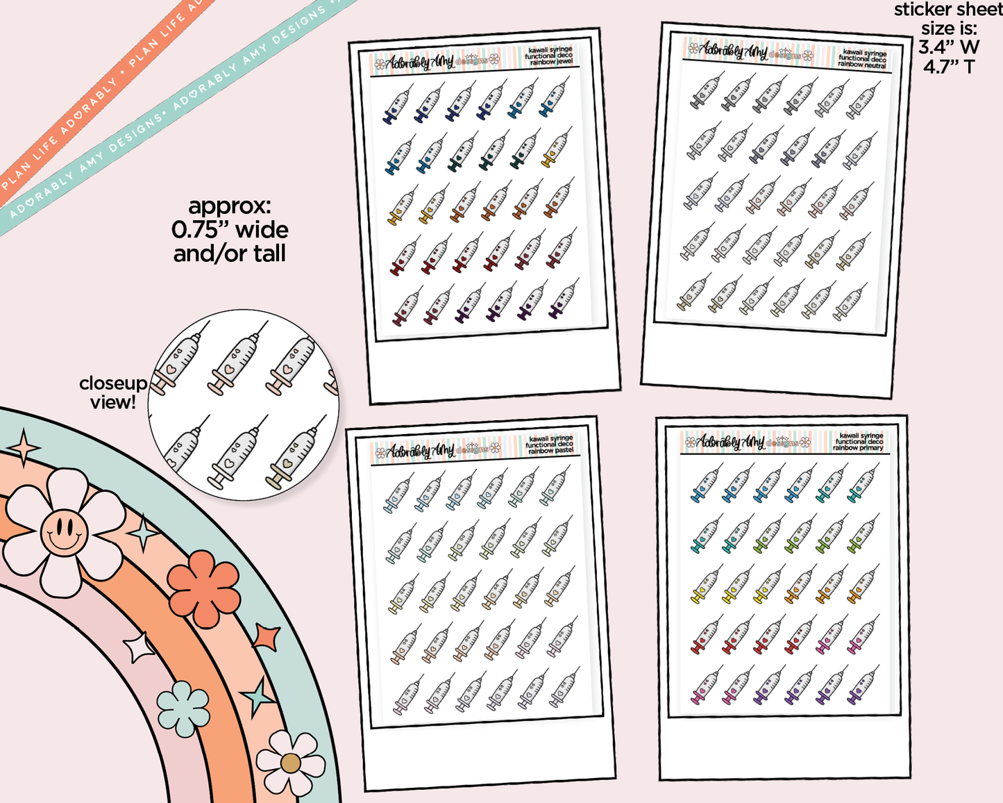 Rainbow Syringe - Shot Doodled Stickers for any Planner or Insert