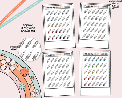Rainbow Syringe - Shot Doodled Stickers for any Planner or Insert