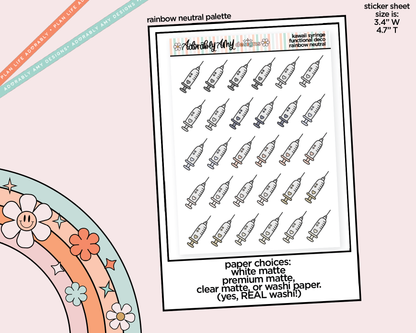 Rainbow Syringe - Shot Doodled Stickers for any Planner or Insert