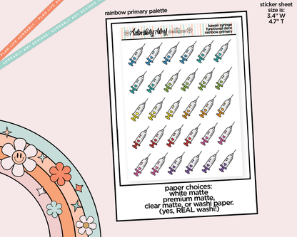 Rainbow Syringe - Shot Doodled Stickers for any Planner or Insert