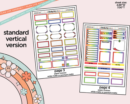 Vertical Rainbow Road Weekly Sticker Kit for Vertical Standard Size Planners or Insert