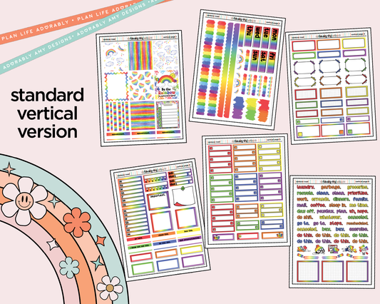 Vertical Rainbow Road Weekly Sticker Kit for Vertical Standard Size Planners or Insert