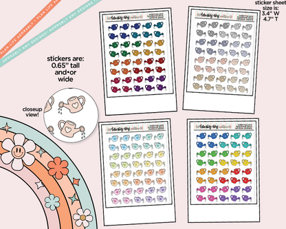 Rainbow Watering Cans Doodled Icon Stickers - Adorably Amy Designs