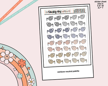 Rainbow Watering Cans Doodled Icon Stickers - Adorably Amy Designs