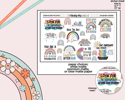 Rainbows After the Storm Deco Typography Sampler Planner Stickers