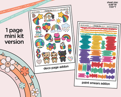 One Page Mini Kit Look for Rainbows Planner Sticker Kit - Two Sizes Available - Adorably Amy Designs