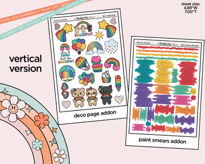 Vertical Look for Rainbows Sticker Kit for Vertical Standard Size Planners or Insert - Adorably Amy Designs