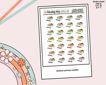 Rainbow Ramen Noodles Doodled Icon Stickers