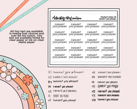 Foiled Tiny Text Series - Ramen? Yes Please! Checklist Size Planner Sticker Sheet