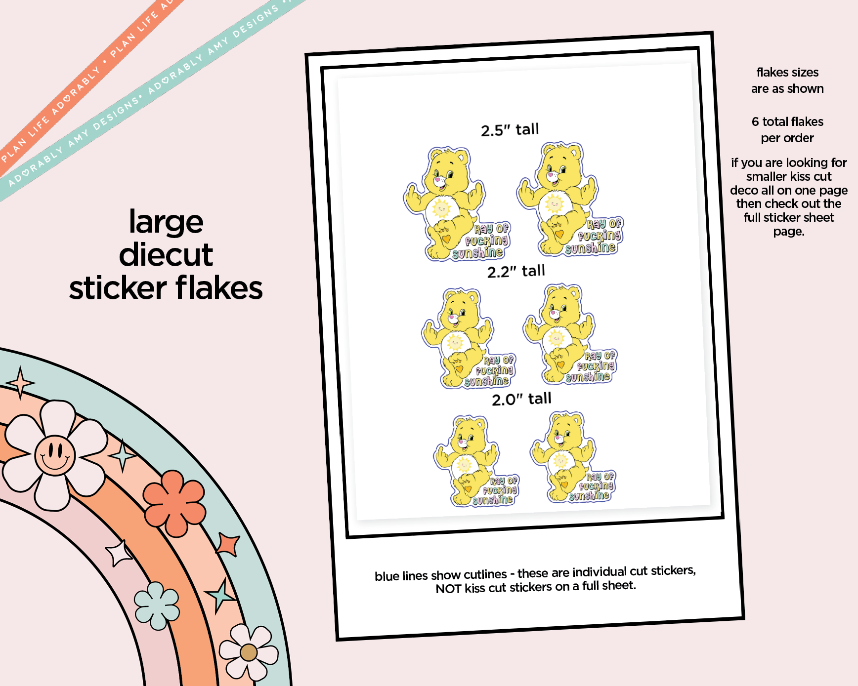 Ray of Fucking Sunshine Typography Sampler Planner Stickers - Adorably Amy Designs