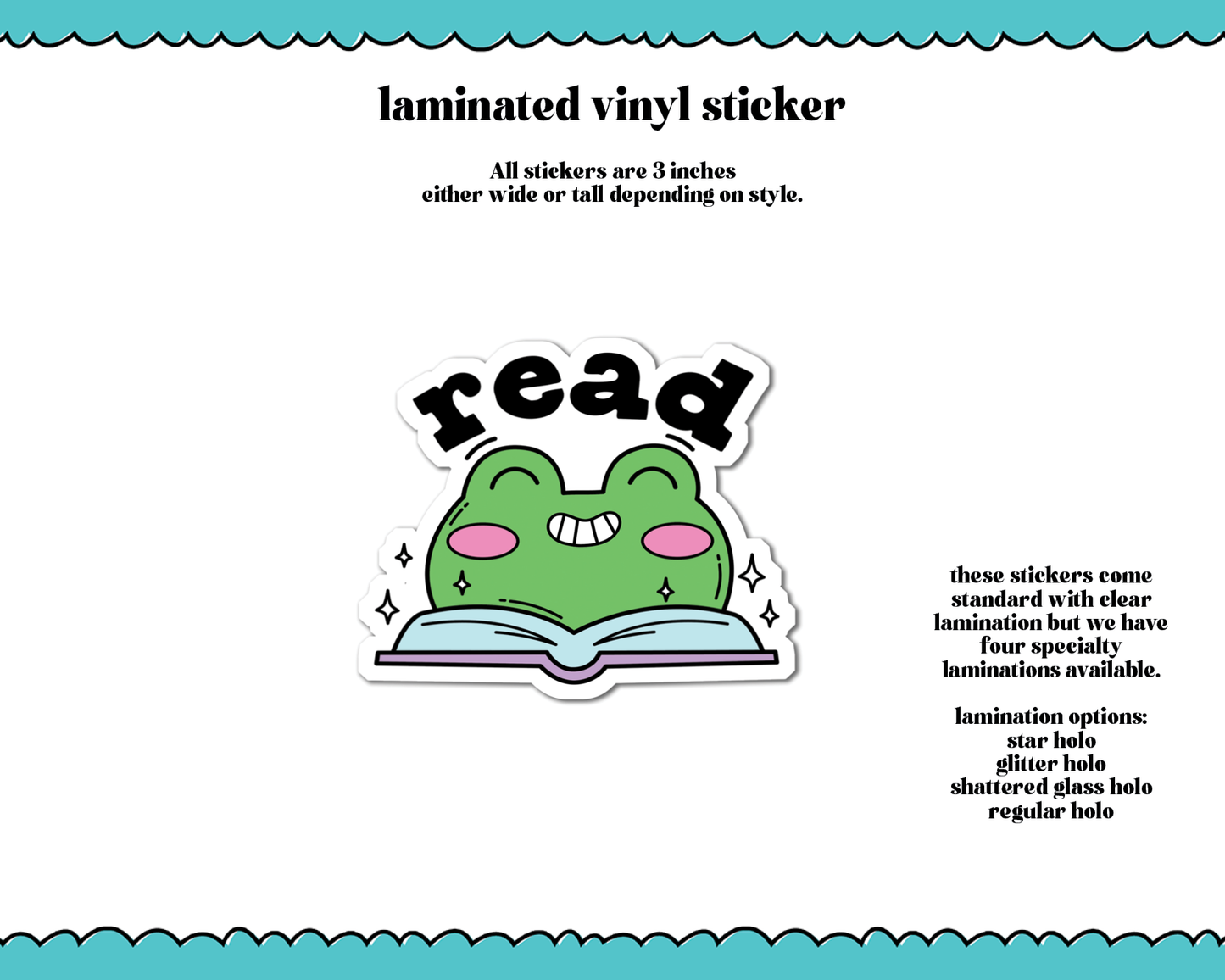 Laminated Vinyl Large Diecut Stickers-READ Frog