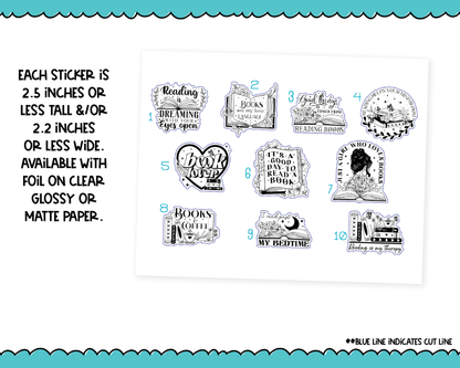 Large Diecut Sticker Flakes - Reading is Dreaming Books and Reading Quotes Planner Stickers for any Planner or Insert