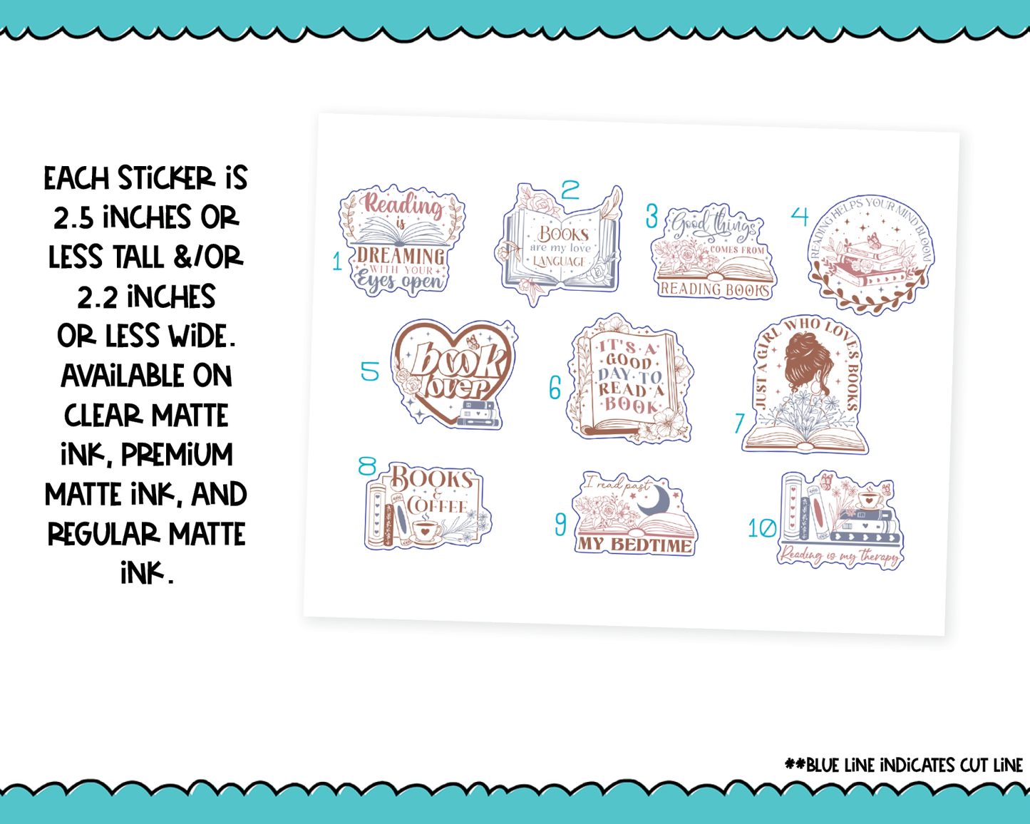 Large Diecut Sticker Flakes - Reading is Dreaming Books and Reading Quotes Planner Stickers for any Planner or Insert