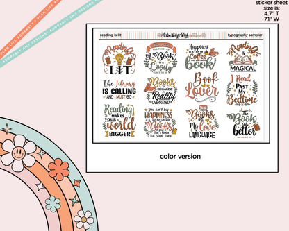 Reading is Lit Deco Typography Sampler Planner Stickers