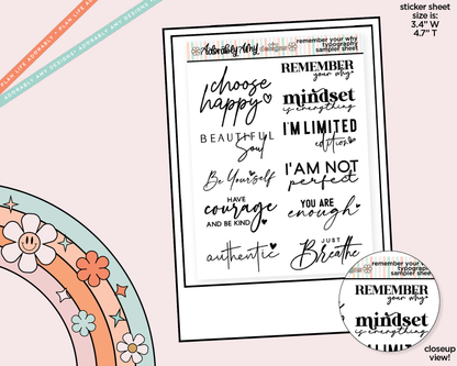 Remember Your Why Motivational Deco Typography Sampler Planner Stickers