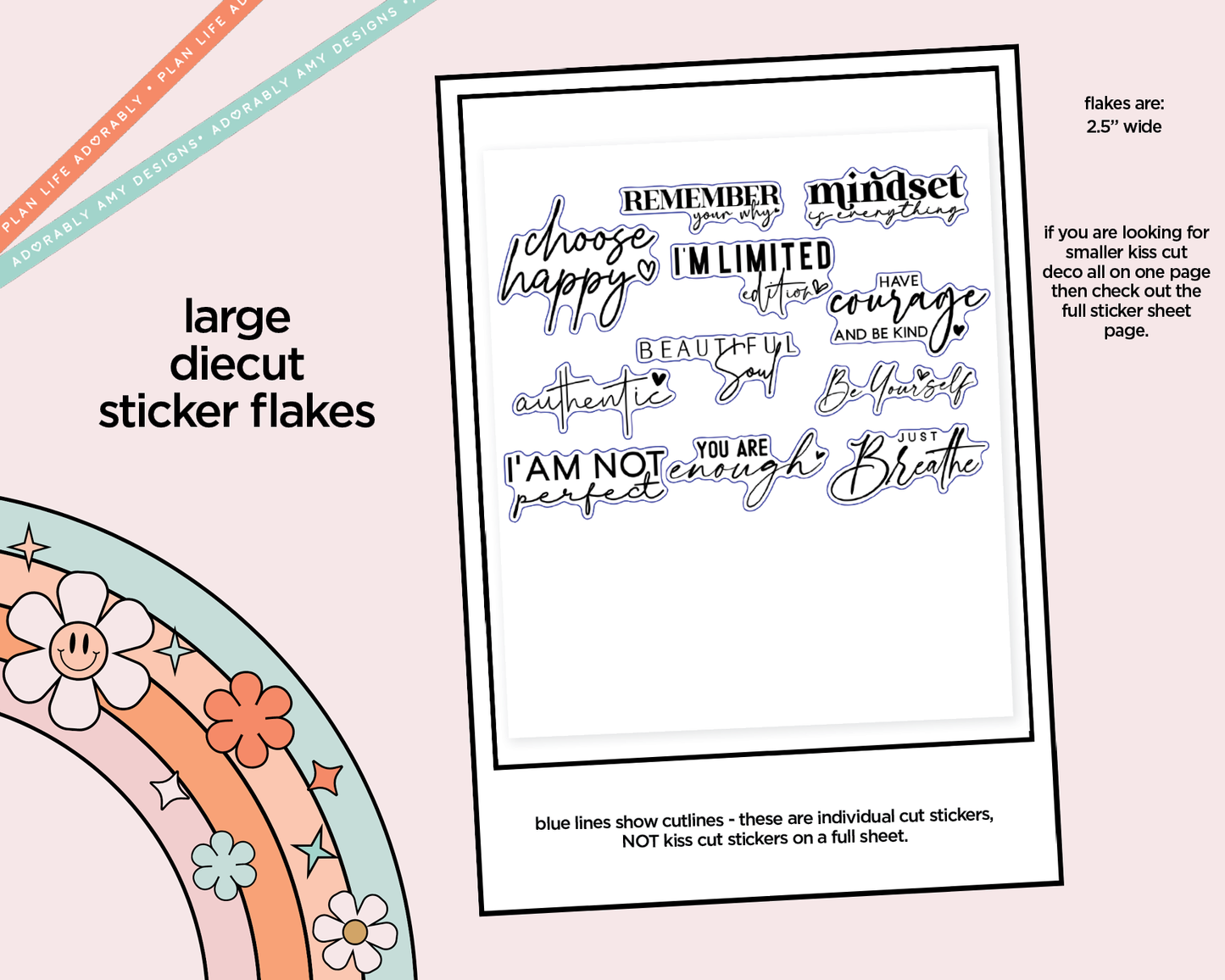 Remember Your Why Motivational Deco Typography Sampler Planner Stickers