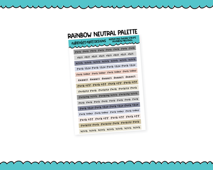 Rainbow, Black or White Quote Strips - Repeating Swear Words