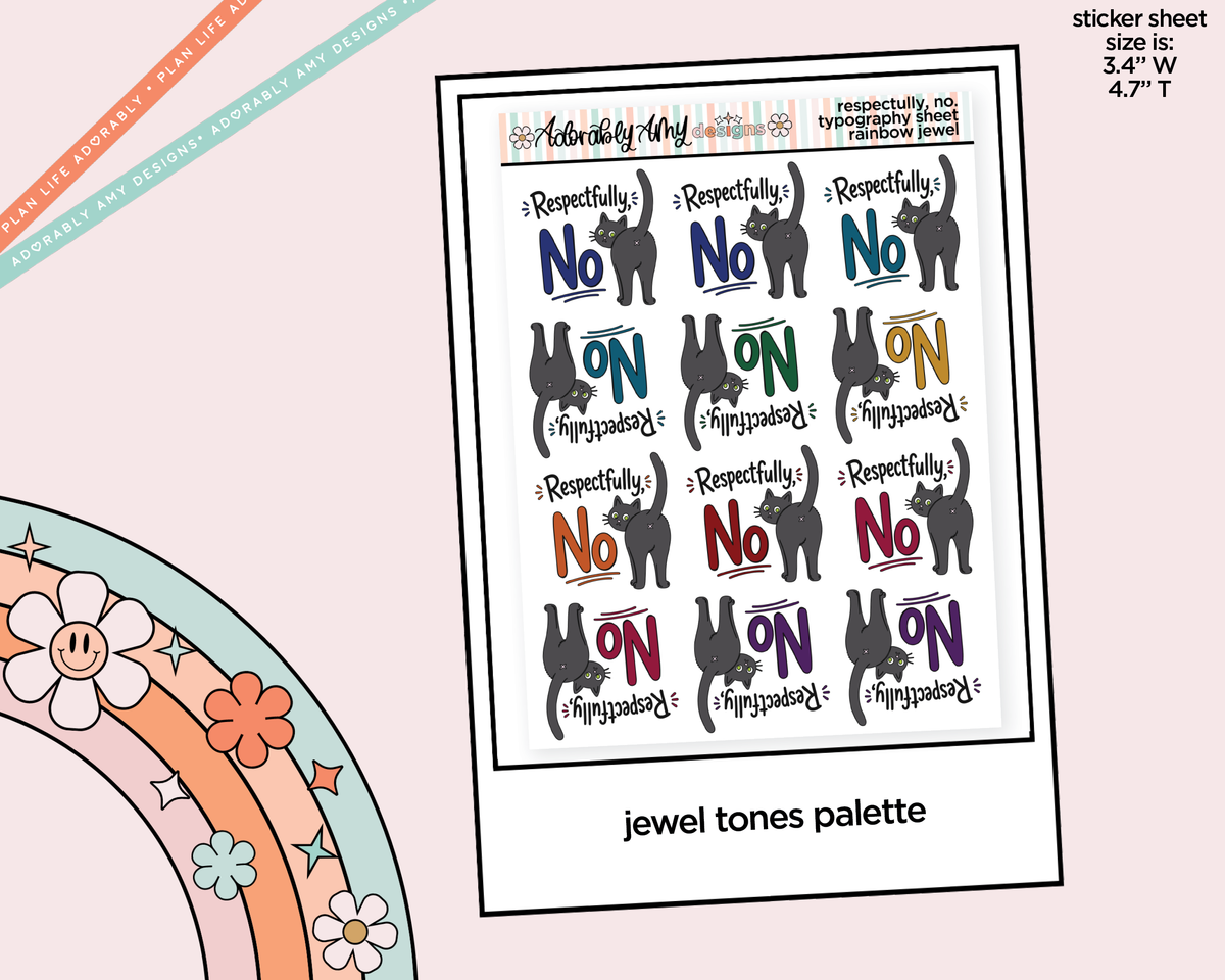 Rainbow or Black Respectfully, No Typography Planner Stickers - Adorably Amy Designs