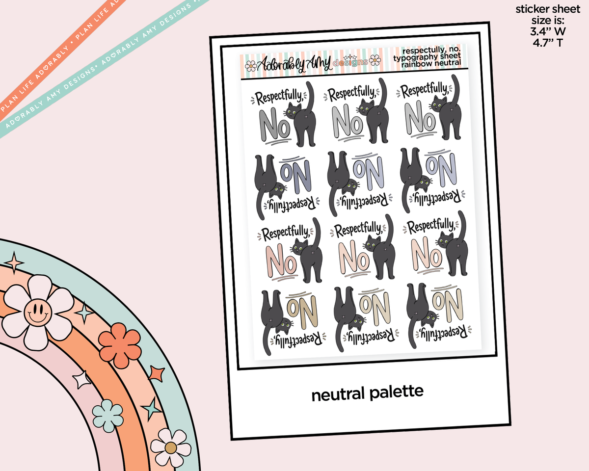 Rainbow or Black Respectfully, No Typography Planner Stickers - Adorably Amy Designs