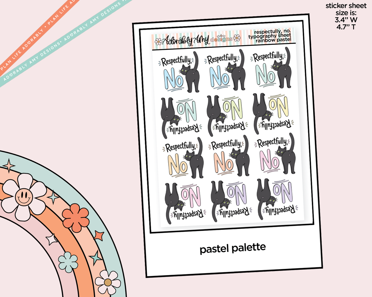 Rainbow or Black Respectfully, No Typography Planner Stickers - Adorably Amy Designs